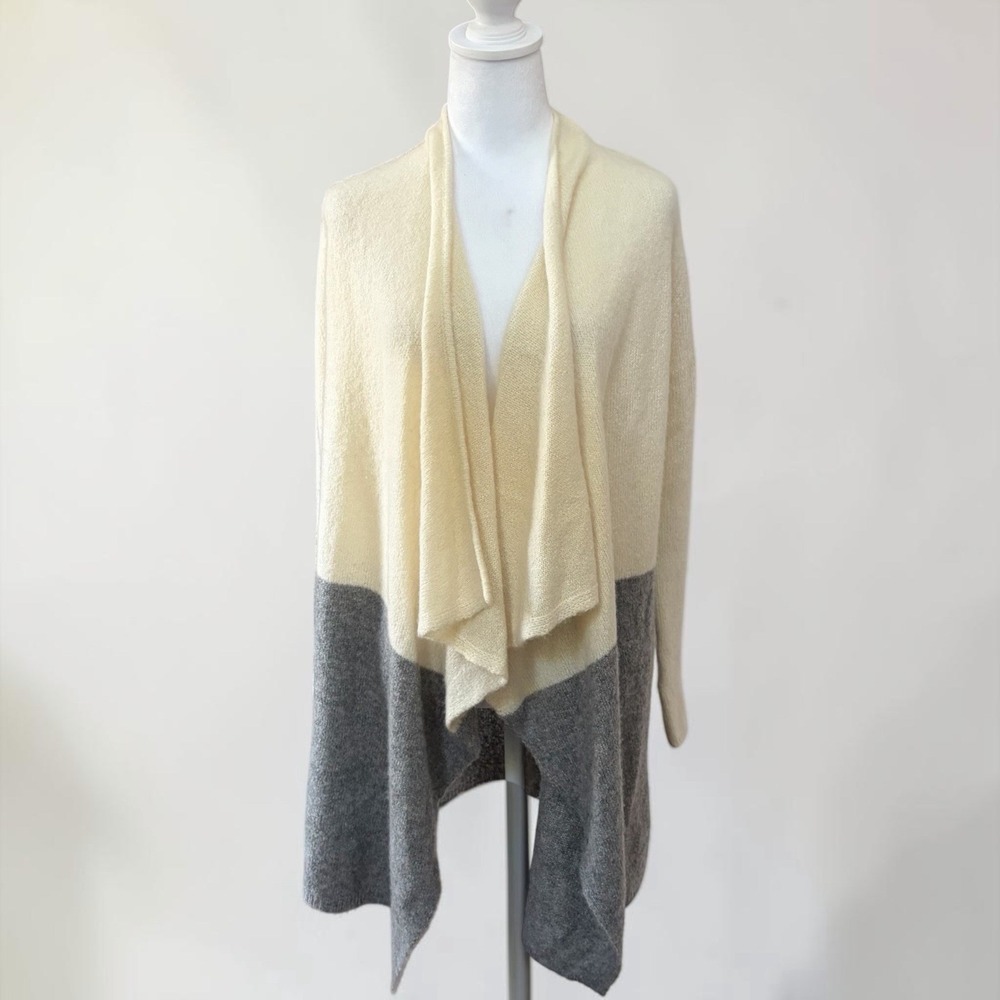 St. John Cashmere Silk Cardigan XS/S Ivory Gray Oversized Draped